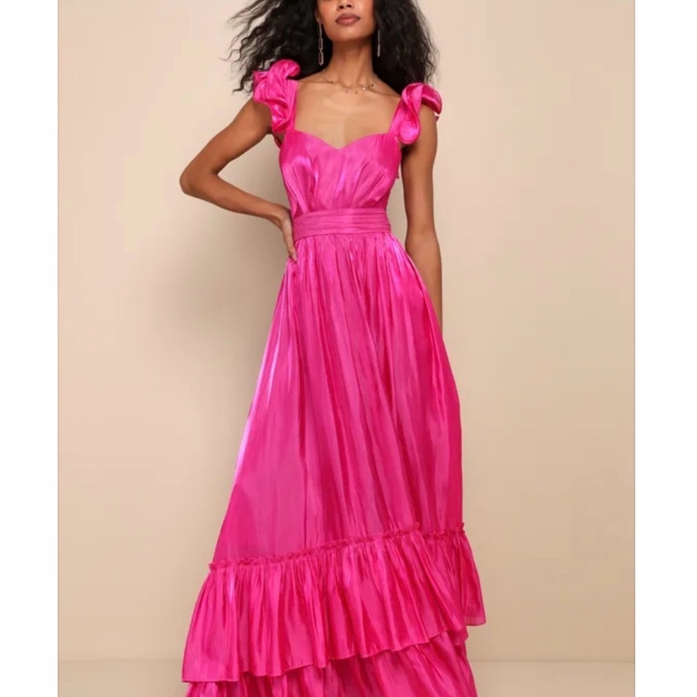 Lulu's Vibrant Pink Maxi Dress